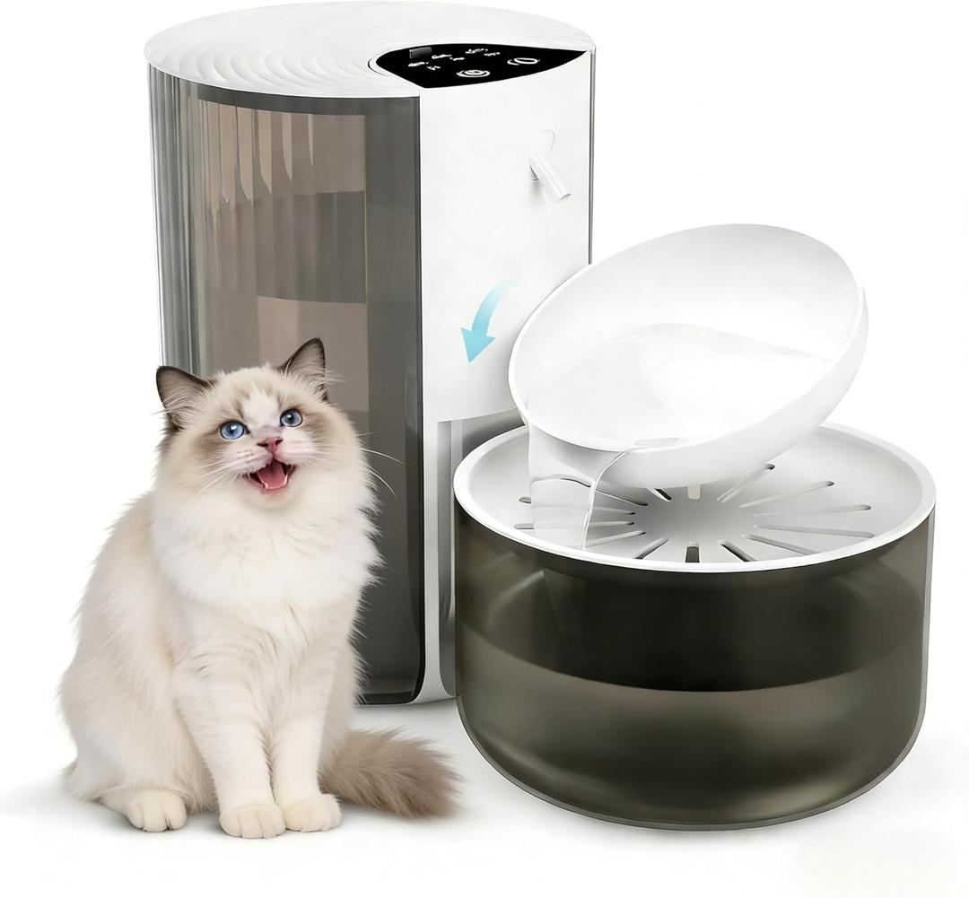 Wireless Cat Water Fountain No Filters, Automatic Wastewater Separation Pet Water Fountains for Cats Indoor, Quiet 3.5L Cat Dog Water Dispenser Rechargeable Kitty Drinking Fountains - for Pets