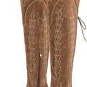 sexytag Cowgirl Boots Thigh High Wide Calf Embroidered Western Cowboy Boots (11, Brown)