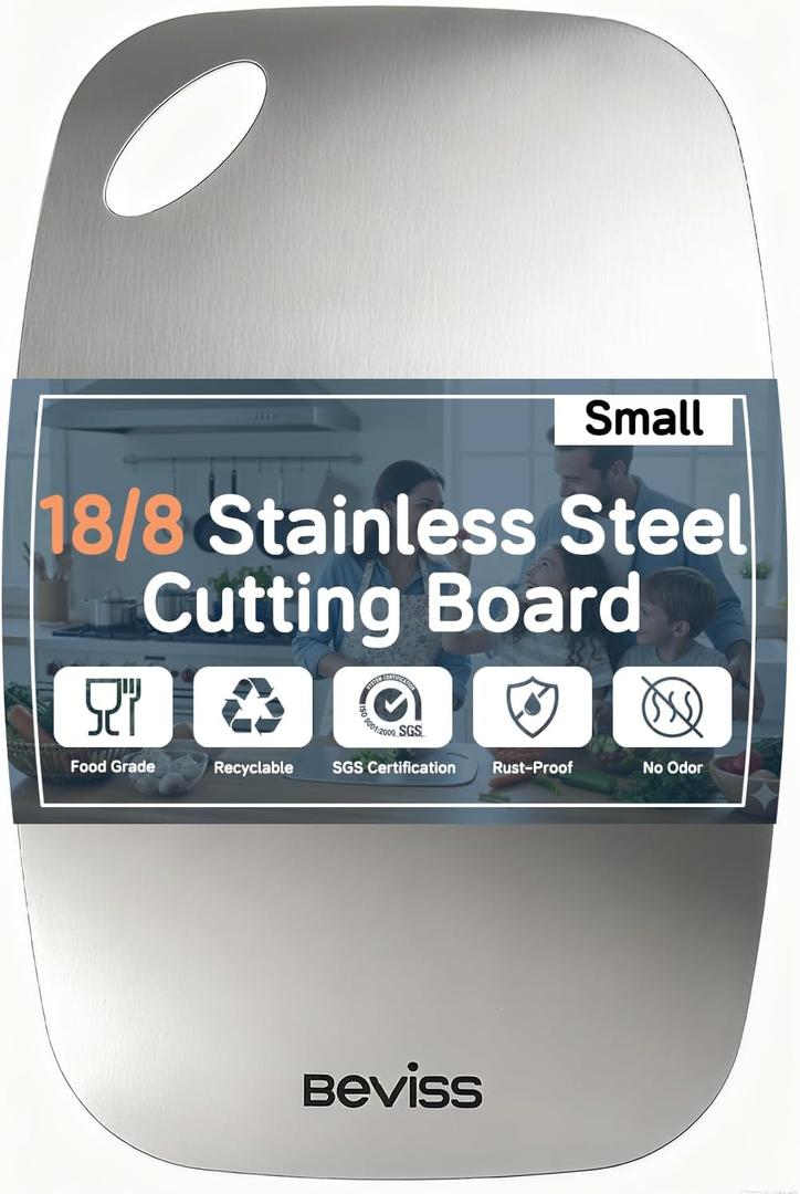 Cutting Board Non-Toxic, 304 Stainless Steel Cutting Board Double Sided, 11.45" x 8.15" Chopping Board for Kitchen, Dishwasher Safe Chopping Board for Meat, Vegetables or Fruit, Small