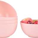 Lnrkai 5 PCS Pink Cereal Bowls, 24 OZ Unbreakable Wheat Straw Bowls, Injection Molded Polypropylene (PP), Modern Style, Round, 5.9 x 3.1 Inches, Dishwasher & Microwave Safe