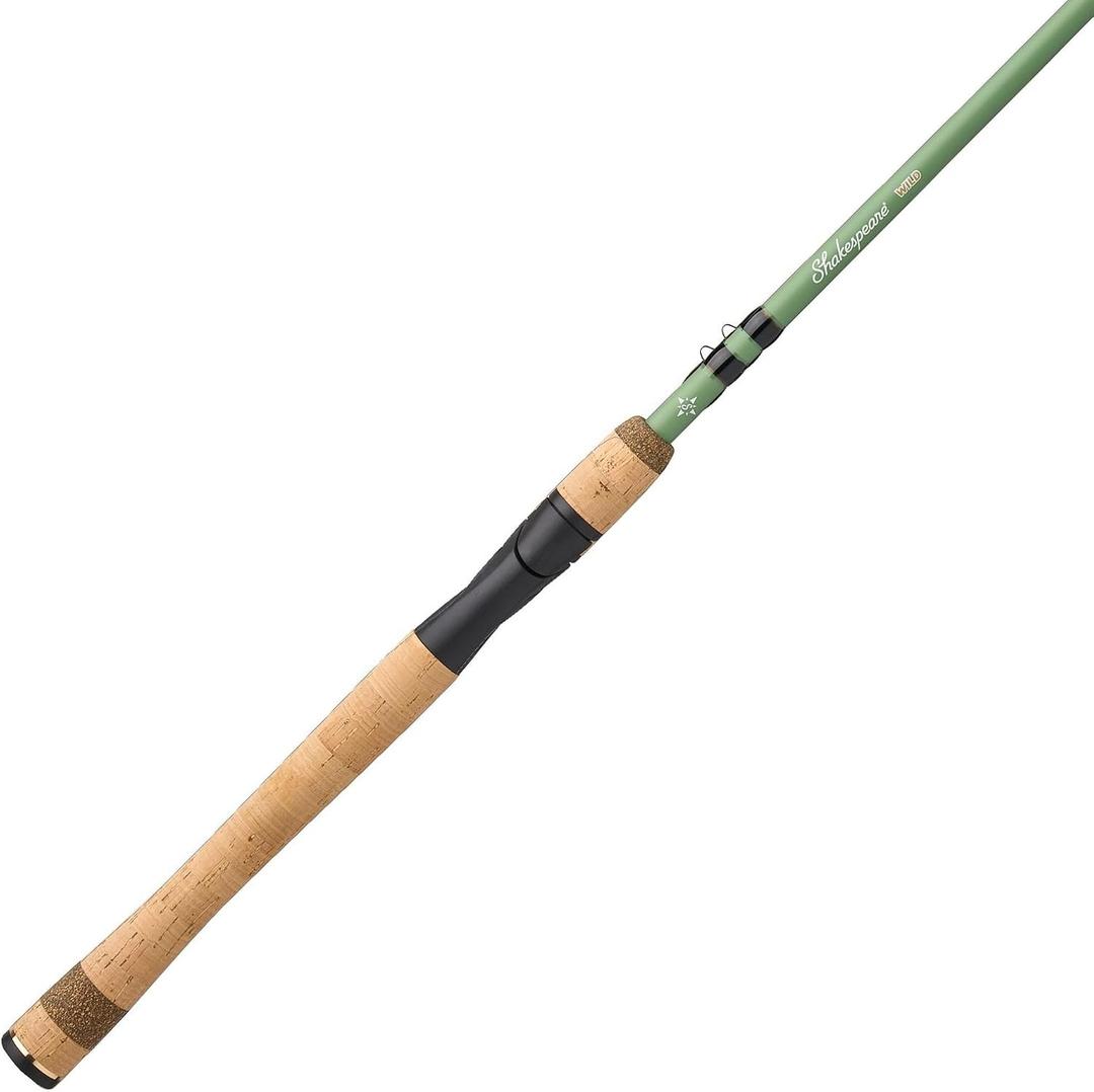Shakespeare Wild Spinning Rod, 5'6", 2-Piece Fishing Rod, Ultra Light Power, 2-6 lb Line Rating, 1/32-1/4 oz Lure Rating