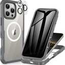 CENHUFO Magnetic Privacy for iPhone 16 Pro Max Case [Compatible with Magsafe] Full Body Phone Case Built-in 9H Tempered Glass Privacy Screen Protector Camera Lens Protector, Shockproof Cover - Gray (Grey)