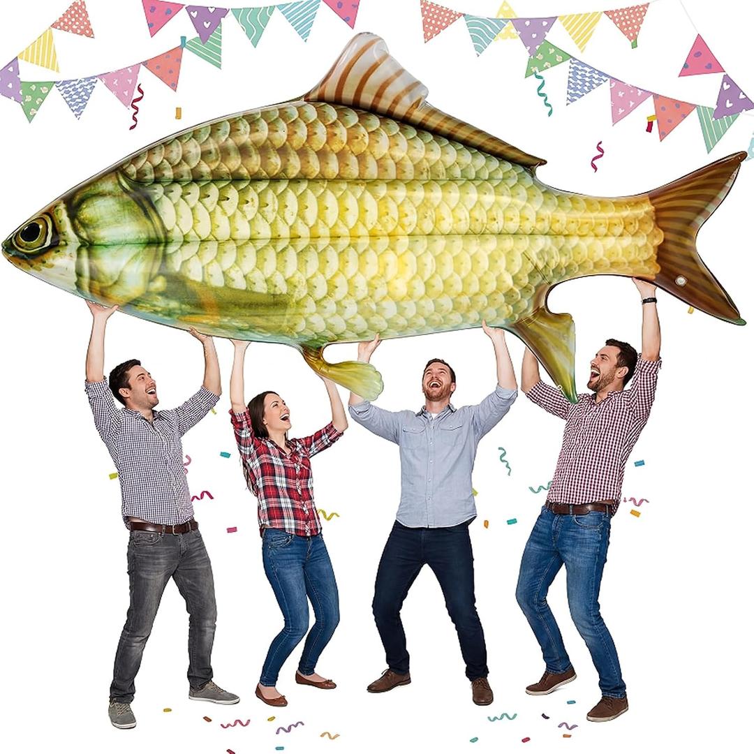 Extra Large Inflatable Fish Pool Float 80 Inch Blow up Realistic Inflatable Fish Fishing Theme Birthday Party Decorations for Summer Pool Birthday Parties Party Favors Supplies Decor Gift, 76.77 x 18.9"