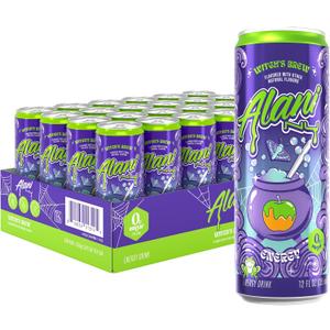 Alani Nu WITCH'S BREW Sugar Free, Low Calorie Energy Drinks, 200mg Caffeine, Antioxidants, Biotin B Vitamins, Zero Sugar, 15 Calories or Less, 12 Fl Oz Cans (24 Pack) (BB: 07/2027)