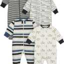 Onesies Brand baby-boys 4-pack Sleep 'N Play Footies (0-3 Months, Tiger Blue)