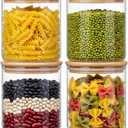 HomArtist 21oz - 4 Pack Glass Jars with Bamboo Lids, Glass Food Storage Containers with Airtight Lids, Air Tight Pantry Storage Containers for Coffee, Sugar, Spice, Meal Prep Jars for Salad & Fruit