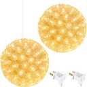 Brightown Outdoor Christmas Decorations-Starlight Sphere, Replaceable Bulbs with Add-On Plug, Lighted Sphere Balls for Trees Party Wedding Patio Indoor Decorations 5.5in-3pc 50 LED(Warm White)