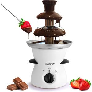 Nutrichef 3 Tier Chocolate Fondue Fountain - Electric Stainless Chocolate Dipping Warmer Machine - Warm & Melt Chocolate, Butter & Cheese - Great for Parties, Events & Weddings - Pot Capacity 16 OZ