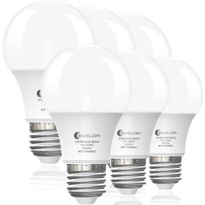 2 x evelor 6-Pack A19 LED Light Bulbs,60 Watt Equivalent Daylight 5000K with E26 Base,Efficient 9W,800 Lumens Non-Dimmable LED Bulbs,15000 Hours, Ideal for Bedroom Living Room