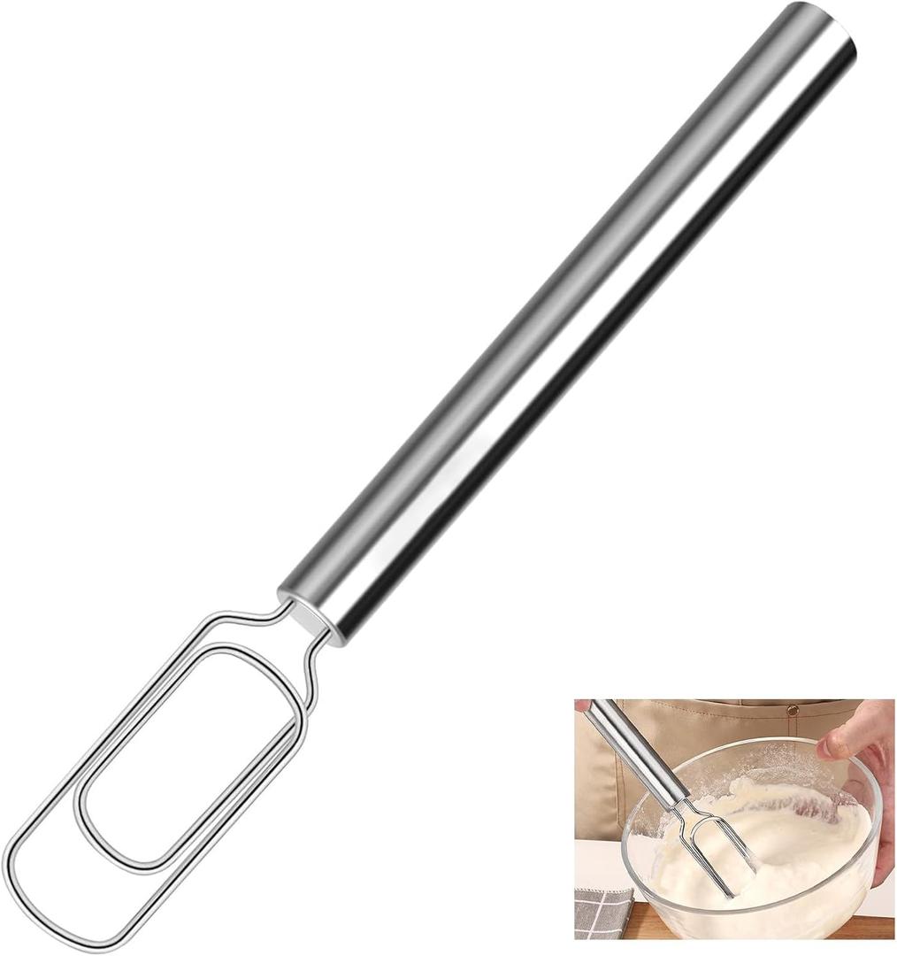 Danish Dough Whisk for Sourdough Starter Mixer Stick, 12" Stainless Steel Dough Whisk, Bread Mixer for Cooking, Mixing, Sourdough, Pizza, Dishwasher Safe