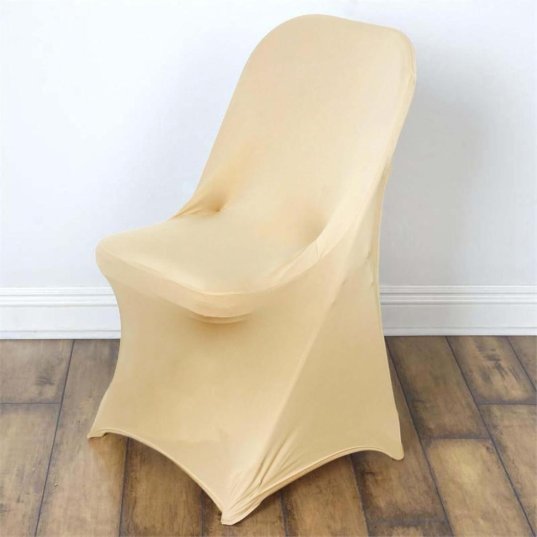 Efavormart 50PCS Champagne Spandex Stretch Folding Chair Cover