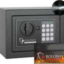 ROLOWAY Steel Money Safe Box for Home with Fireproof Money Bag for Cash Hidden, Security Safe Box with Keys and Keypad (Black) (0.2 Cubic Feet)