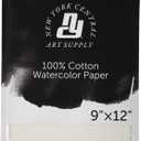 New York Central Watercolor Paper - 9x12-5 Packs of 10-50 Total Sheets, 140 lb. Hot Press - 100% Cotton, Acid-Free, Archival Quality, Bright White Watercolor Paper Pad for Wet & Dry Media