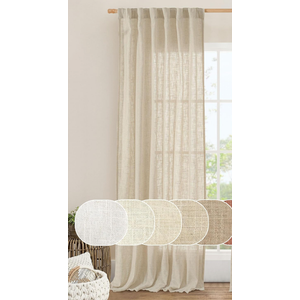 LAMIT Light Filtering Linen Curtains 84 inches Long for Bedroom, Faux Linen Textured Semi Sheer Back Tab and Rod Pocket Burlap Boho Modern Drapes for Living Room/Farmhouse, 1 Panel, 52 x 84 Inch