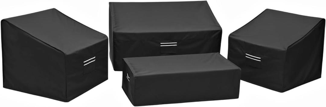 loriano Patio Furniture Covers, 4 Piece Outdoor Furniture Cover Waterproof, Patio Furniture Cover Set, Lawn Patio Set Covers Black loriano Patio Furniture Covers, 4 Piece Outdoor Furniture Cover Waterproof, Patio Furniture Cover Set, Lawn Patio Set Covers Black