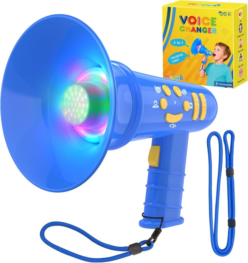 MEGUO Voice Changer for Kids,Mini Megaphone,Birthday Gift for Boys Girls Ages 3,4,5,6,7,8 - Boy Toys for 3-8+ Year Old - Noise Maker Prank Gift for Christmas,Easter,Halloween,Cool Gadgets (Blue)