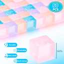 50 Pcs Mini Ice Cube Stress Balls Bulk Squeeze Square Ball Sensory Stress Relief Mini Ice Cube Prize Birthday Party Favor Bags Box Filling, 4 Colors