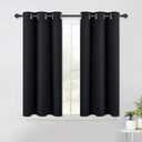 NICETOWN Halloween Living Room Blackout Curtains and Drapes, Black Solid Thermal Insulated Grommet Blackout Drapery Panels for Window (2 Panels, 42 Inch Wide by 45 Inch Long, Black)