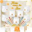 Ctosree 31 Pcs Here Comes the Sun Theme Baby Shower Diaper Game 1 Diaper Baby Shower Game Board 7 Diapers 10 Plastic Balls 1 Organza Bag for Bridal Games Boy Girl