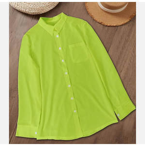 Women's Button Long Sleeve Beach Vacation Boho Shirts Have Long Retro Summer Tops 100% cotton green M
