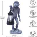 Garden Statue Monkey Figurine - Monkey Decor with Solar Powered Led Lights for Patio Lawn Balcony Yard - Ideal Gift for Women Moms Grandma Housewarming