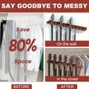 Cuipingoo Belt Hanger for Closet Max 42 Belts, 2-in-1 Wall Mount Belt Organizer with 360 Rotating Hooks, Wooden Tie and Belt Rack for Closet Accessories Organizers and Storage, Walnut Wood