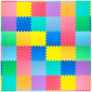 ProSource Baby Play Mat, Soft Foam Floor Tiles for Kids, Interlocking EVA Panels for Playpen Use, Crawling Development Surface, Safe Non-Toxic Toddler Flooring, 36 Tiles, Multicolor