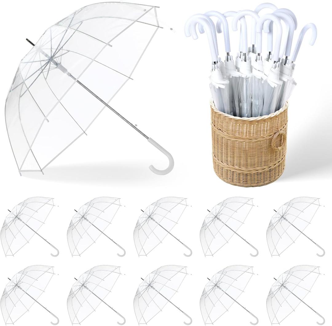 Dansydaisy 50 Pcs Wedding Favors for Guest Umbrella Gifts Bulk 52 Inch Large Dome Rain Windproof Stick Umbrellas with Thank You Tags and Rope Guest Souvenirs for Wedding Party Bridal Favors
