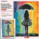 5 x YOMEIA 5D Diamond Painting Kit for Adults - Full Drill Round Diamonds Art with Elegant Girl in Rain (16x12 inch) DIY Craft for Stress Relief, Home Wall Decor & Gift for Women Beginners
