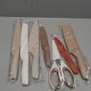 Astercook Knife Set, 13 Pieces Kitchen Knives Set with Healthy Anti-Rust Coating, Dishwasher Safe, Stainless Steel Chef Knife Sets with 6 Blade Guards, Perfect Holiday Gifts for Kitchen (Large, Cream)