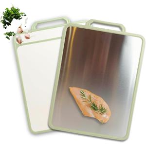 Stainless steel cutting board double sided with Wheat Straw PP & Grater. MYLLENE large size16X12". Food grade. Easy to clean. Durable. Eco-friendly
