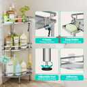 HapiRm Standing Corner Shower Caddy - 3 Tier Shower Organizer Corner with Soap Holder and 4 Hooks, Rustproof Bathroom Storage Shelves with Adhesives, Silver