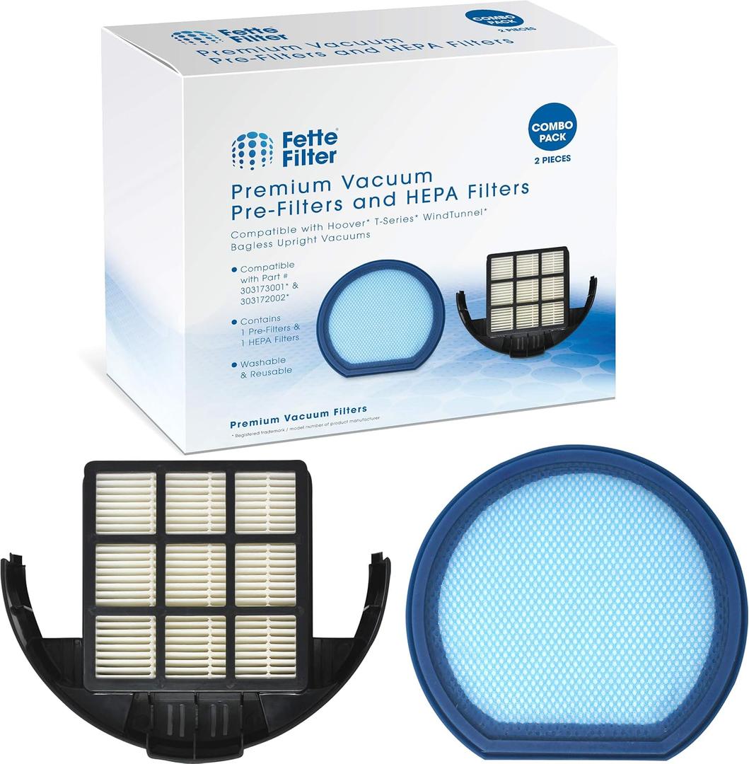 Fette Filter - Vacuum Filter Set Compatible with Hoover T-Series WindTunnel Bagless Upright - Compare to Part # 303173001 and 303172002 - Combo Pack