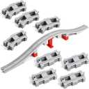 34 Pieces Train Bridge Track, Classic Railway Track with 12 Curved Tracks, 12 Straight Tracks and Bridge Tracks - Compatible with All Major Brands, Toy Track Accessory for Kid, Light Grey