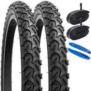 YUNSCM 2-PCS 20" Bike Tires 20 x1.95/53-406 and 20" Heavy Duty Bike Tubes Schrader Valve Compatible with Mountain Bike 20x1.90 20 x 1.95 20x2.0 Bicycle Tires and Tubes (Y-906)