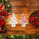 Tfro & Cile Ceramic Christmas Tree Night Light 2 Pack Xmas Decorative Tree Lamp Small Vintage Light Up Bathroom Decor with On/Off Switch for Home Bedroom (White&Pink)