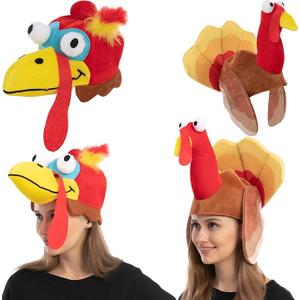 JOYIN 2 PCS Silly Thanksgiving Turkey Cap, Novelty Hats for Thanksgiving Night Event Dress-up Party, Costume Hats for Role Play Carnival Cosplay, Decoration & Accessories