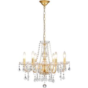 Crystal Chandelier Light Fixture, Modern K9 Crystal Chandeliers for Dining Room, 6-Lights Gold Ceiling Light, Adjustable Hanging Pendant Light Fixture for Living Room Entryway Kitchen Island Hallway