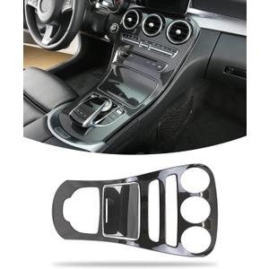 Center Console Gear Shift Panel Frame Cover Trim, Carbon Fiber Pattern Style, Interior Decoration Accessories for Mercedes Benz C GLC Class W205 2015-2018 (W205 2015-2018-Without Clock)
