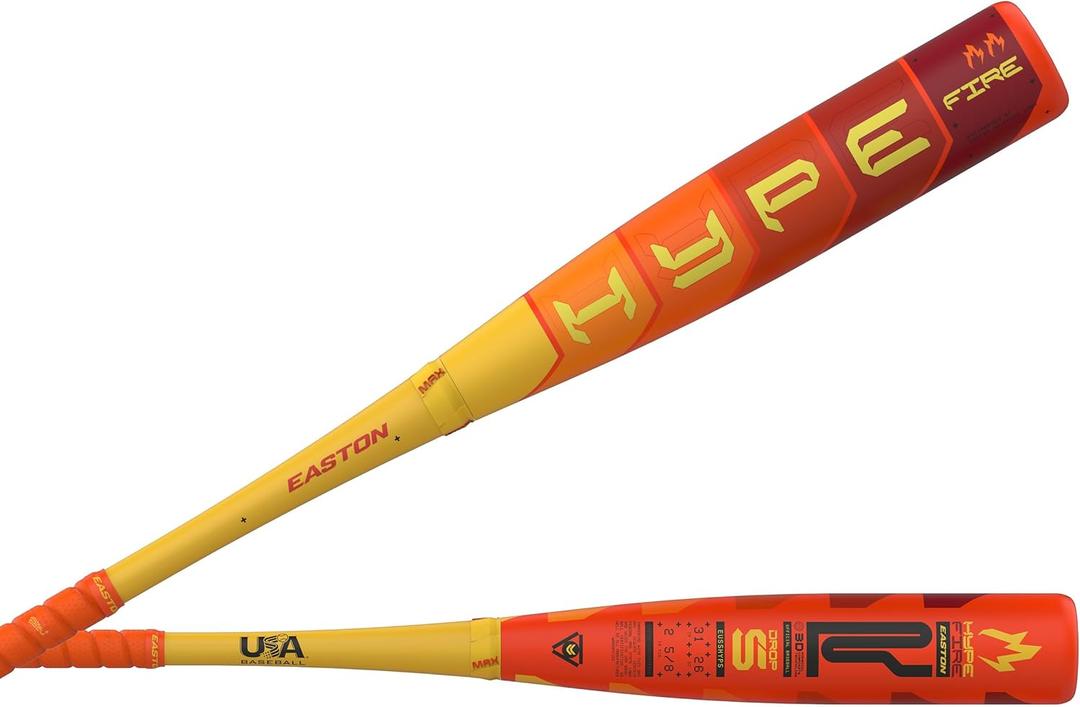 Easton 2025 Hype FIRE Baseball Bat, USA  -5 / -8 / -10 / -11 Drop, 2 5/8' Barrel (Orange)