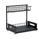 TONYS FINEST Under Sink Organizer Pull Out Cabinet 2-Tier Bathroom Kitchen Organizer Black