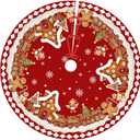 Red Gingerbread Christmas Tree Skirt Decorations House Decor Christmas Gingerbread Tree Ornaments Holiday Party Indoor Outdoor Xmas Trees Mat 36 Inches