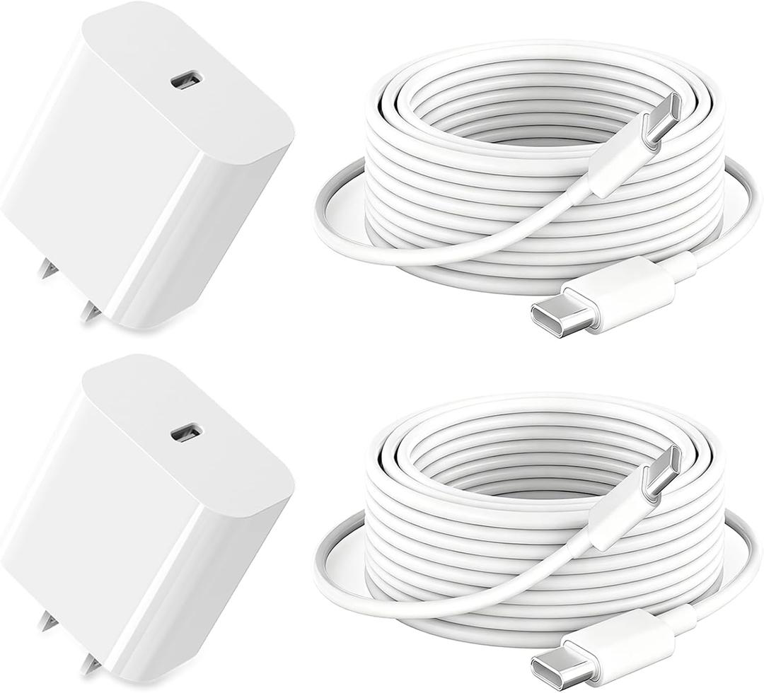 iPad Charger Fast Charging, 10ft USB-C Cable & 20W USB C Charger Block 2-Pack for Apple iPad A16 11th 10th, Pro 13 12.9 11, Air, Mini A17 Pro, iPhone 17 16 15 Series, White