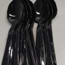 Beieverluck 11 PCS Large Silicone Cooking Spoons 10.8'' Heat Resistant Kitchen Spoons for Cooking Silicone Serving Stirring Mixing Spoons, black