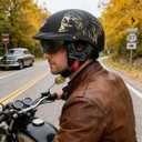 VCOROS Half Helmets Motorcycle VHF04 Open Face Sun Visor Quick Release Buckle Adjustable DOT Approved Cycling Retro Cruiser Pilot Helmets for Adults Men and Women (Matte Indian,L)