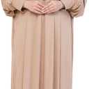 Prien Prayer Dress For Women, Cotton Muslim Abaya, Soft Hijab, Elegant Turkish Islamic Wear For Eid, Ramadan, Umrah, Hajj (Deep Mink)