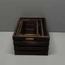 ELONG HOME 3 Pack Nesting Wooden Crates, Rustic Wood Basket with Handles, Decorative Farmhouse Wooden Storage Boxes