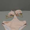 OYOANGLE Women's Chain Linked Cut Out Halter One Piece Swimsuit Tummy Control Bathing Suit, Pink, Medium