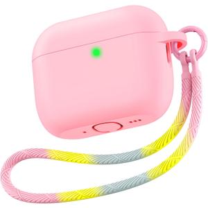 Matekxy for Airpods Pro 3 Case 2025 Cute - for Airpod Pro3 Generation Soft Silicone Cover with Lanyard & Keychain, Shockproof Scratch Resistant for Women, Perfect for Commuters and Travelers, Pink