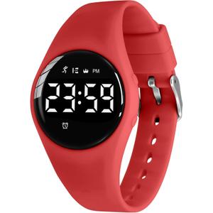 Kids Watches for Girls Boys Digital Sport Watch with Step Counter Pedometer Vibration Alarm Clock, No App Waterproof Fitness Tracker Kids Watch Boys Girls Teens Students Ages 5-16 (106-F-Red)